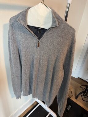 Men's Nordstrom Grey 100% Cashmere Quarter Zip Sweater size XL